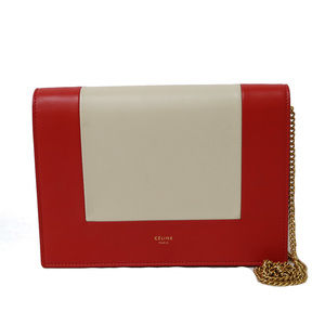 Celine Frame Evening Shoulder Bag Leather Red